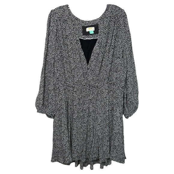 Anthropologie 3X Leopard Print Wrap Long Sleeve Mini Dress - Picture 2 of 12